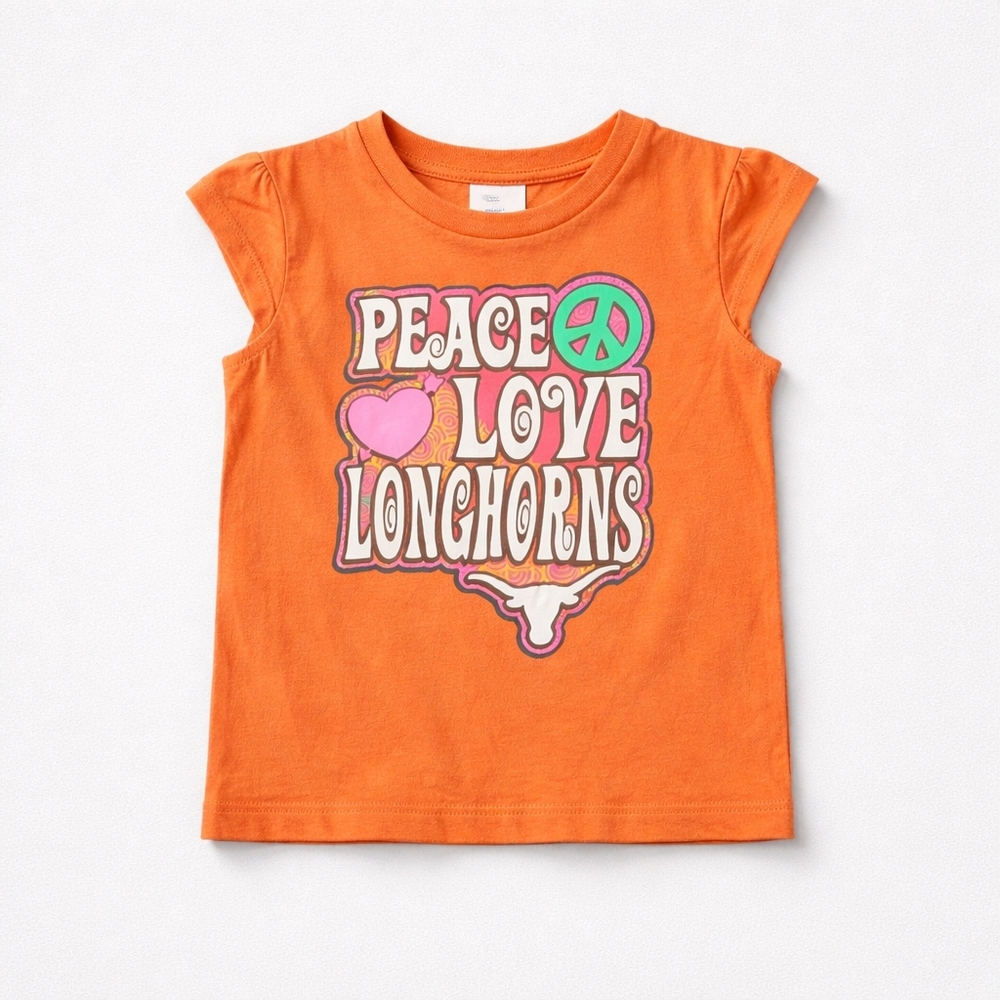 NCAA Orange Peace Love Longhorns Kids Tee